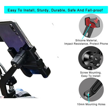 Mobile Phone Holder With Easy Adjustable Rear View Mirror Mount Solid Metal Cradle Stand Suitable for Bike & Mobile Phones