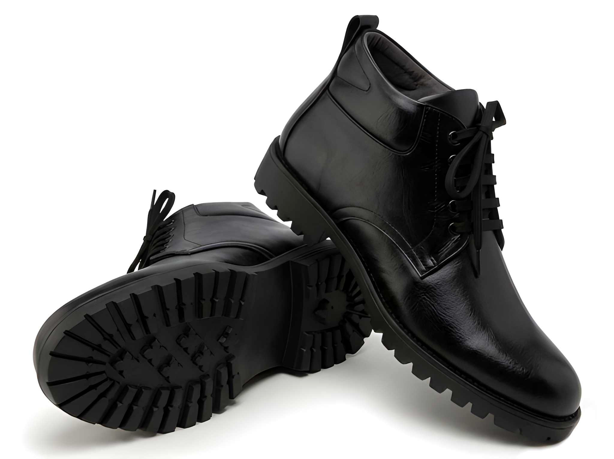 WUGO Men's Genuine Leather Safety Boots | Steel Toe Heavy Duty Industrial & Construction Work Shoes | Anti-Slip Tactical Police Boots