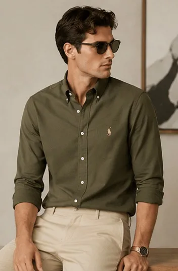Men's Premium Solid Casual Cotton Button-Down Shirt