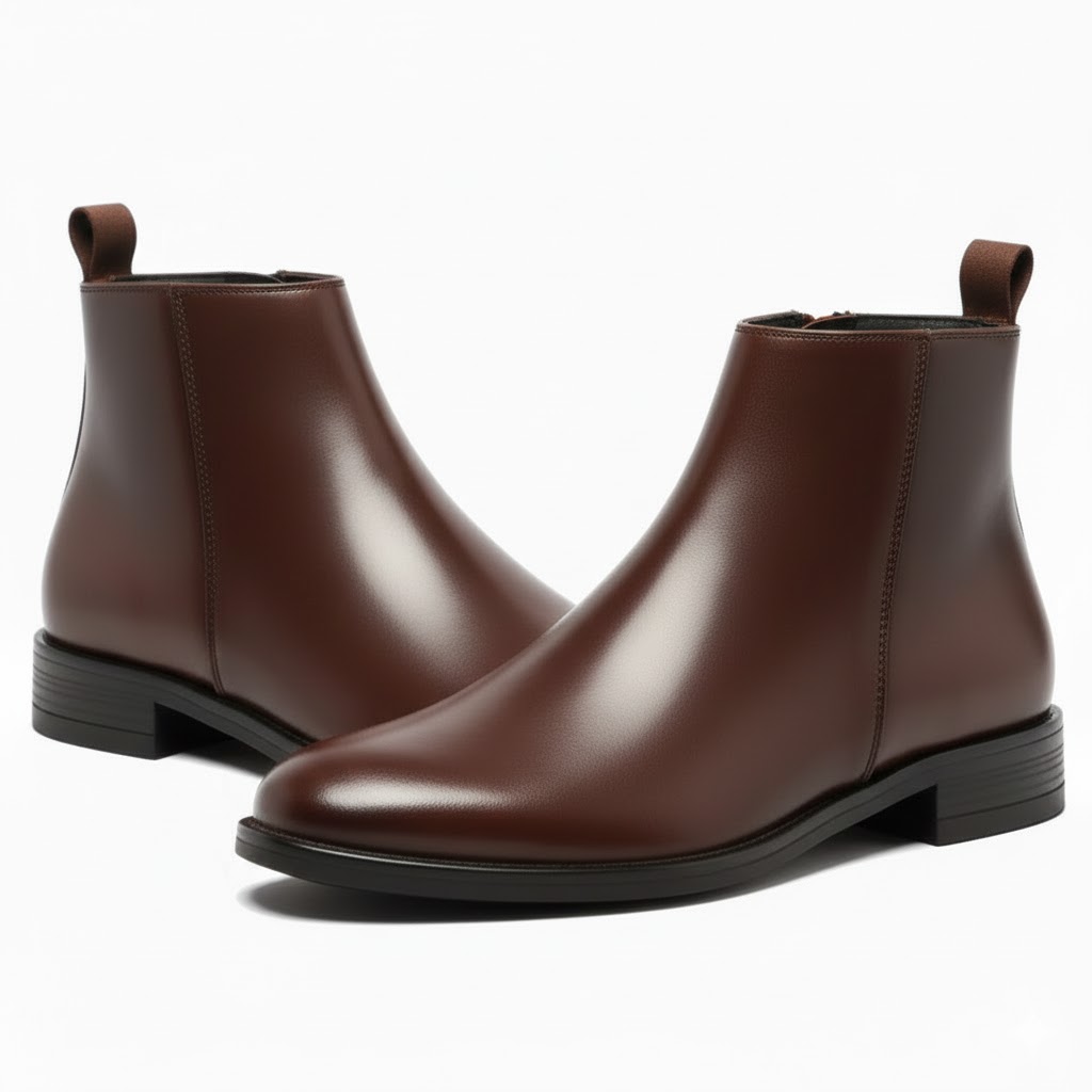 WUGO Latest Trendy Men’s Brown Chelsea Boots | Premium Faux Leather Ankle Boots | Comfortable Slip-On Footwear for Men & Boys