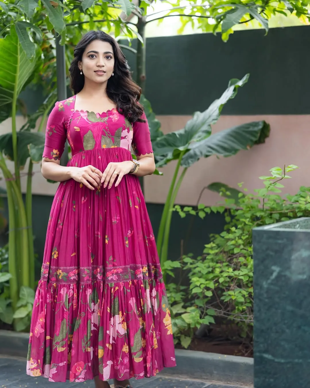 Women's Rubina Printed Chanderi Mix Long Dress