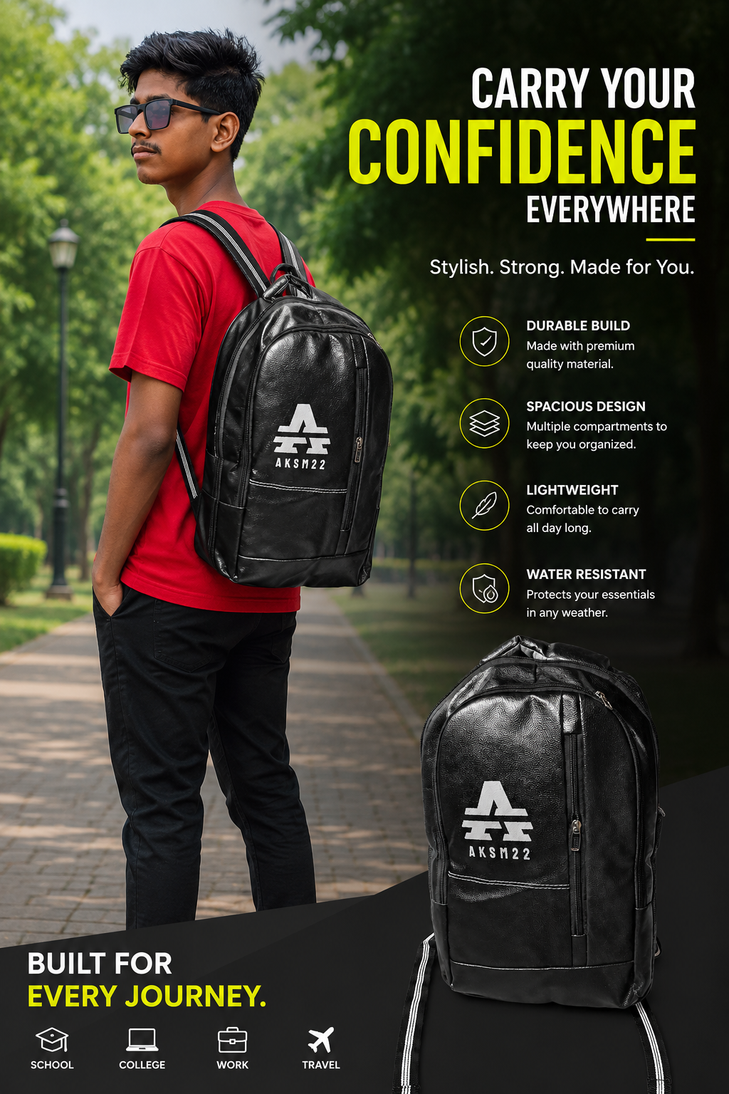 AKSM22 Premium Leather Backpack
