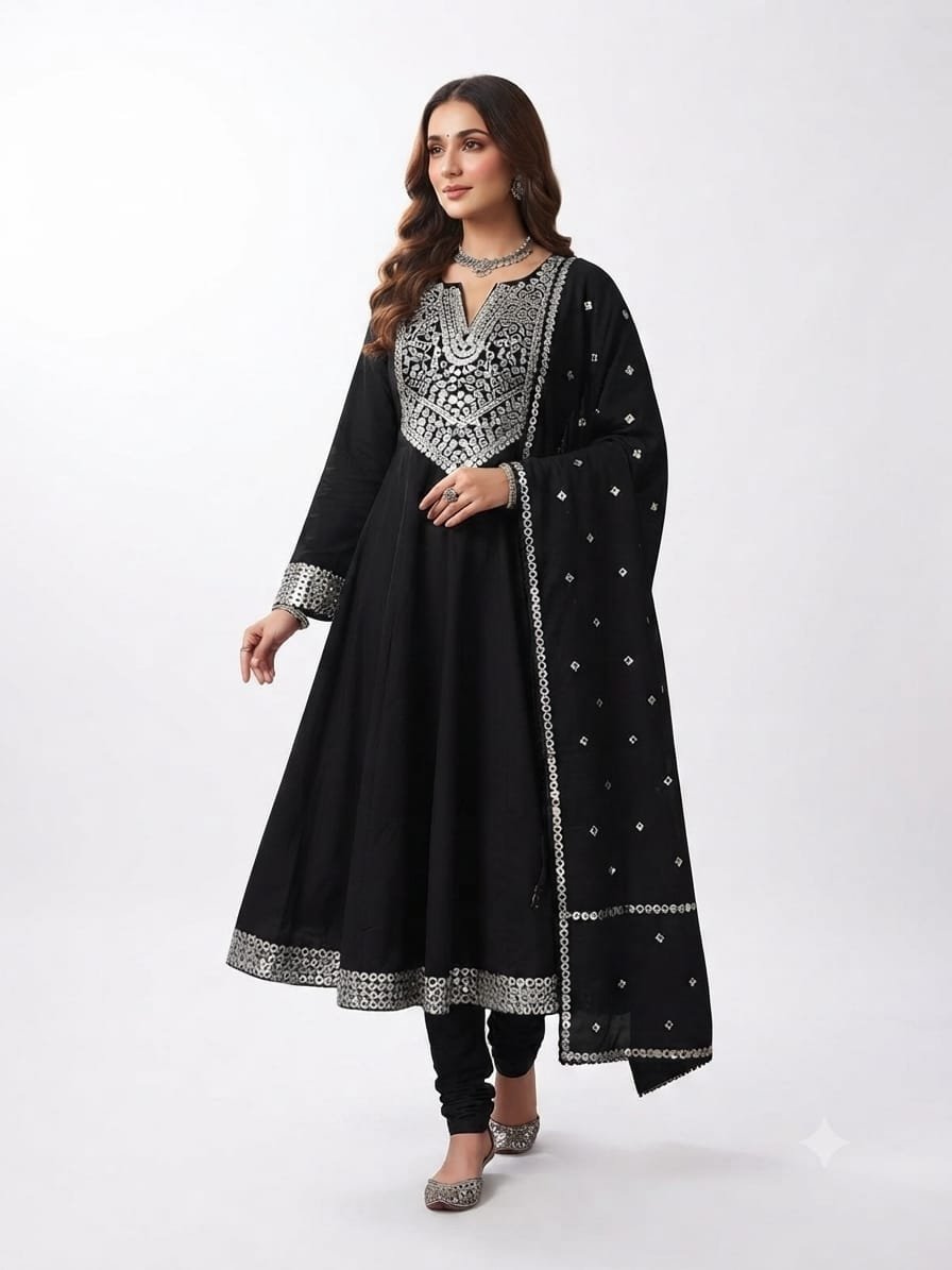 Embroidered Anarkali Kurta Set
