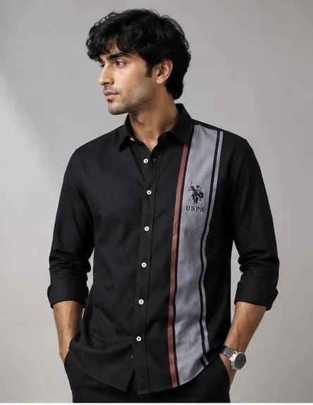 Men’s Striped Panel Full Sleeve Casual Shirt