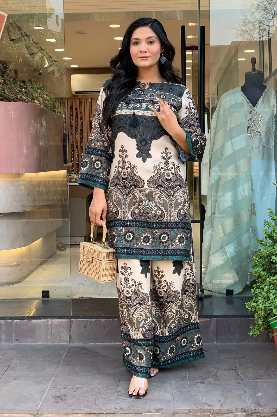 Women's Pure Cotton Printed Co-Ord Set with Short Kurta & Palazzo