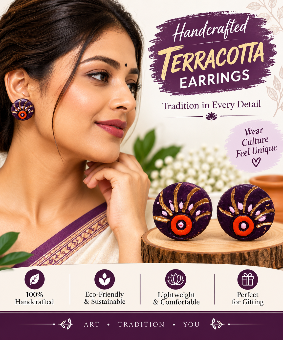 Terracota Stud earrings