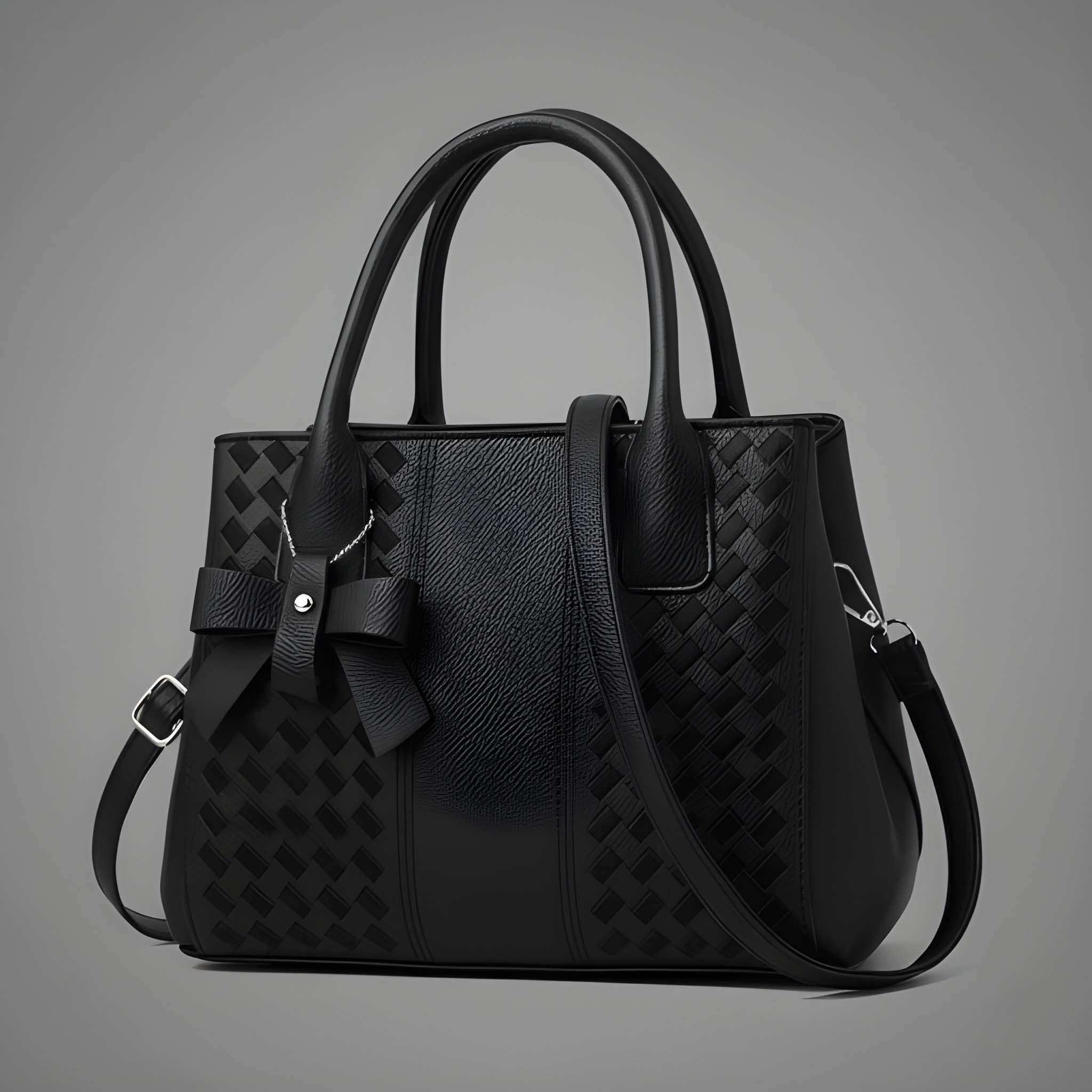 Women’s Black Textured Tote Handbag