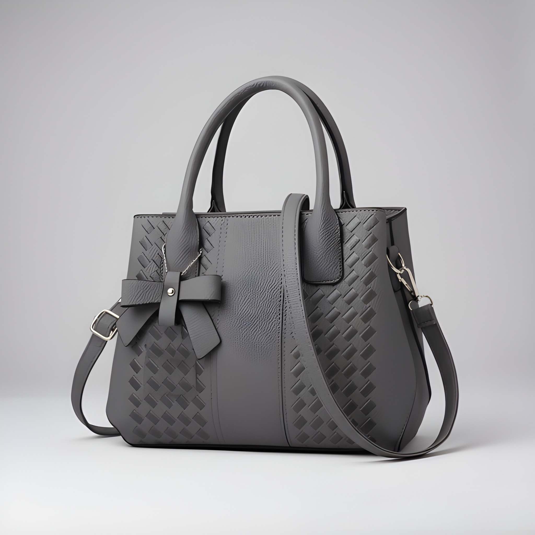 Women’s Grey Woven Pattern Handbag