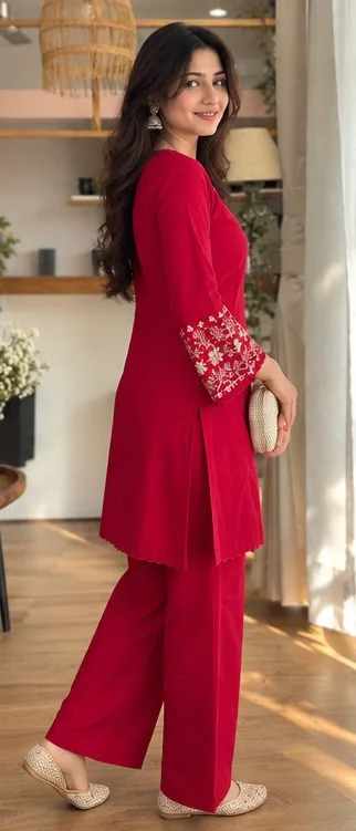 Women's Embroidered Straight Kurta Pant Set