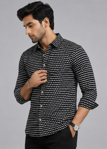 Men's Slim Fit Geometric Printed Casual Shirt