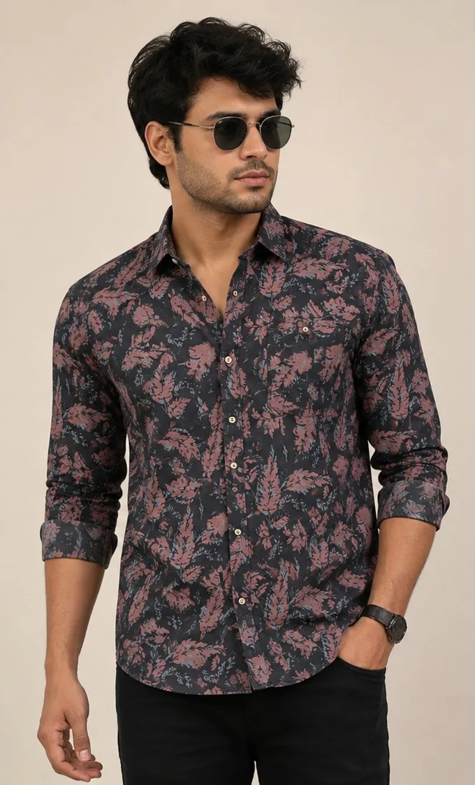 Men's Premium Floral Print Full Sleeve Casual Shirt
