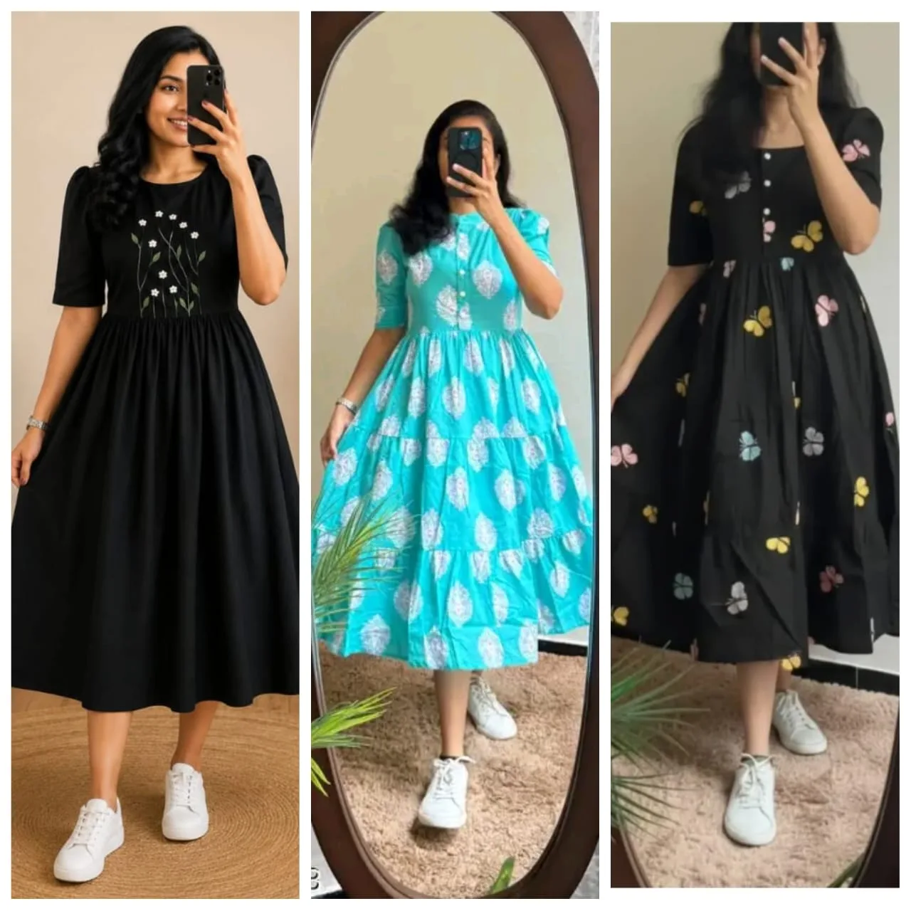 Women's Premium Everyday Midi Dress Combo Pack (Pack of 3)