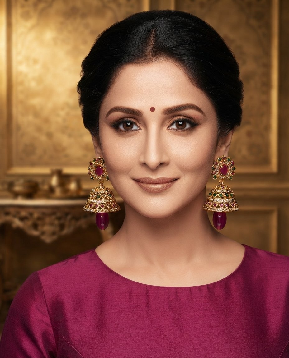 Traditional  Ruby  jumkha earrings