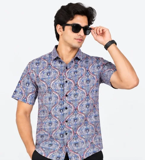 Men's Paisley Printed Half Sleeve Casual Shirt