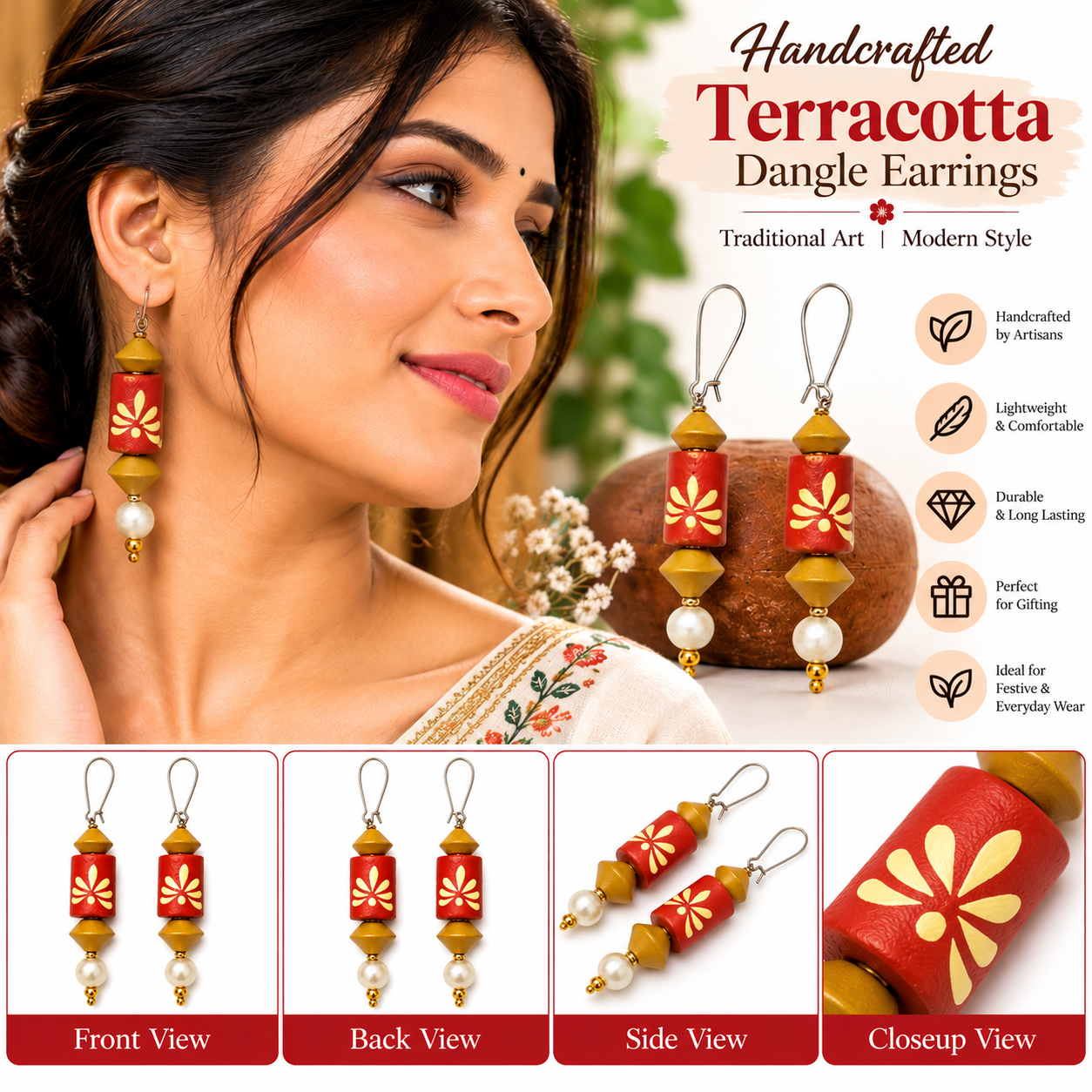 Terracota Dangle Earrings