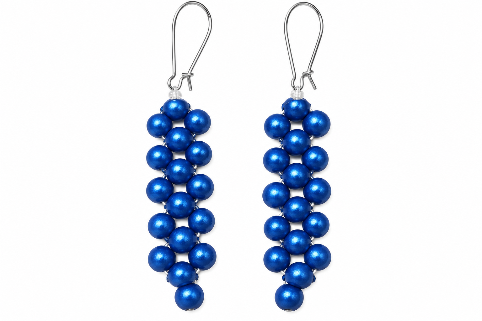 Handcrafted Blue Beaded Earrings