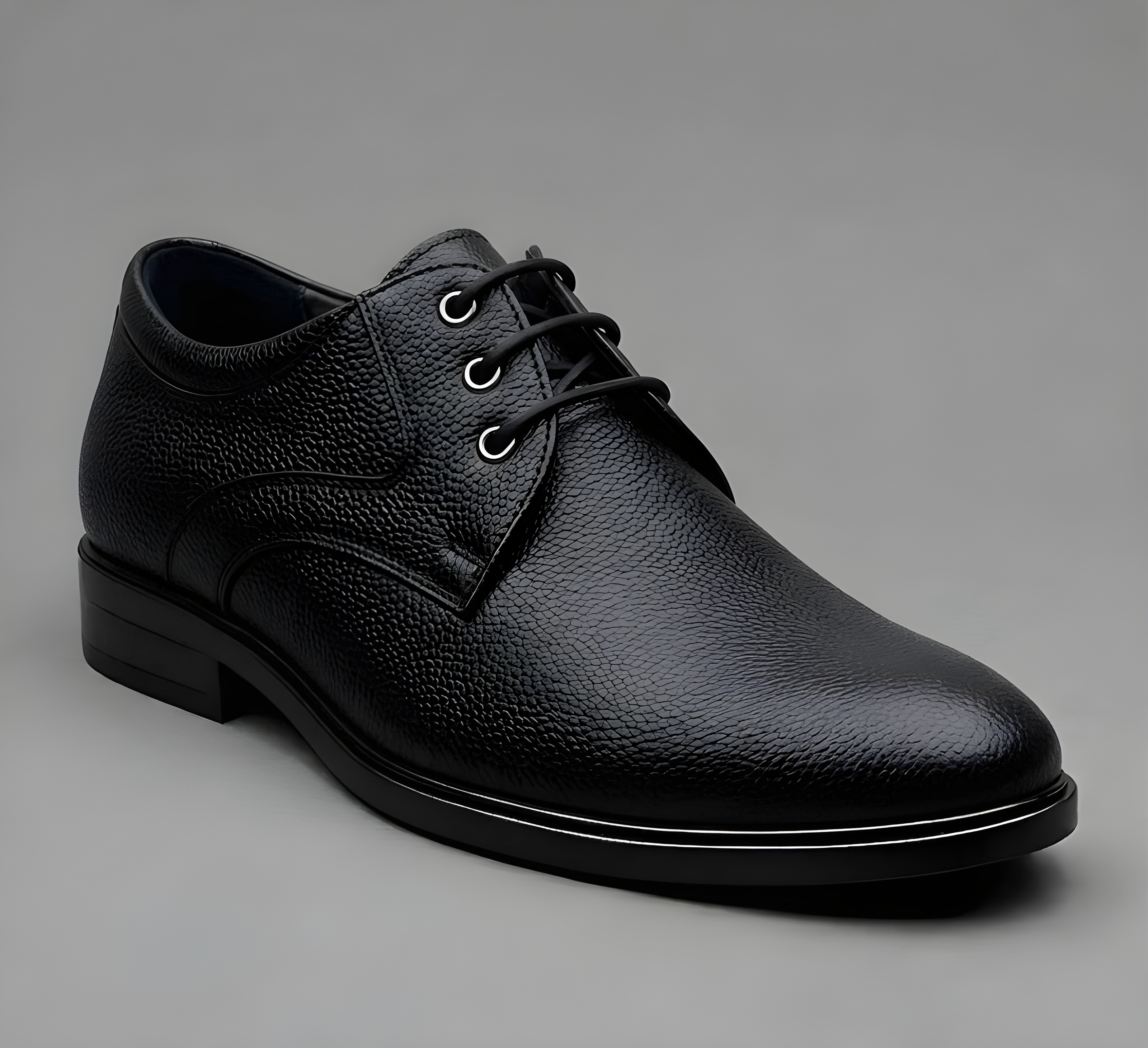 WUGO Men's Fabulous Black Formal Shoes | Premium Synthetic Leather Lace-Up Office & Business Shoes | Stylish Semi Formal Footwear