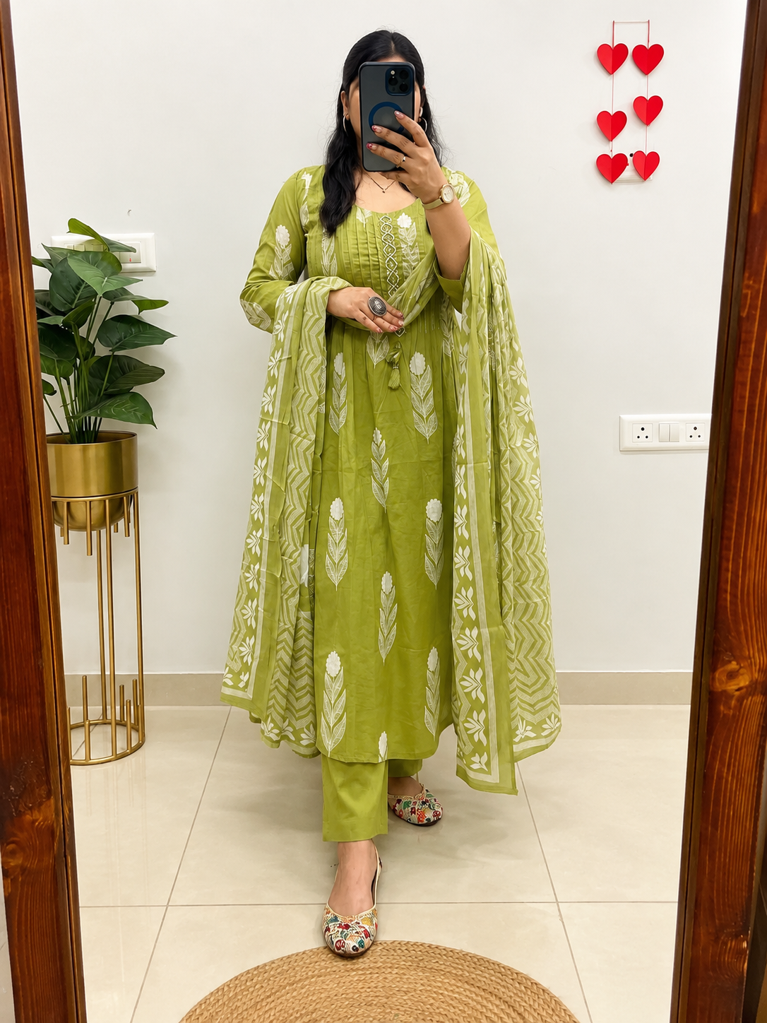Women's Pure Cotton Printed Kurti Palazzo Set with Mulmul Dupatta