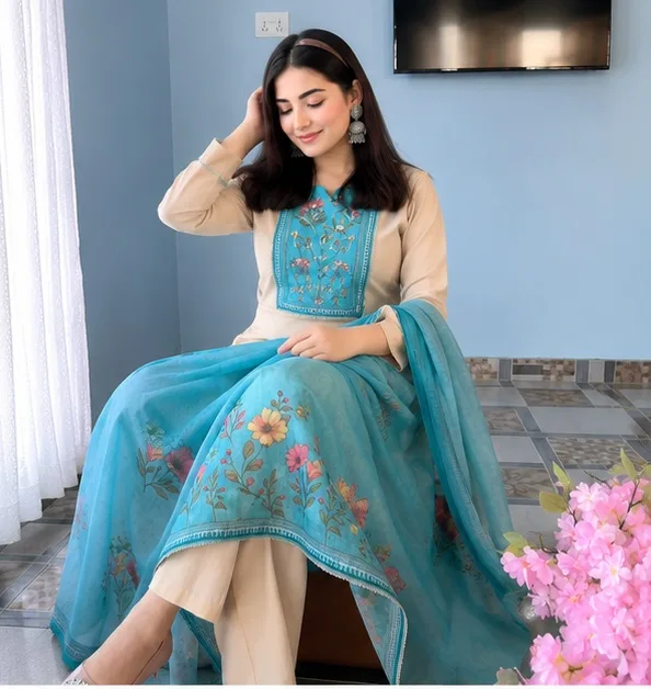 Women’s Floral Printed Kurta Pant Set with Dupatta