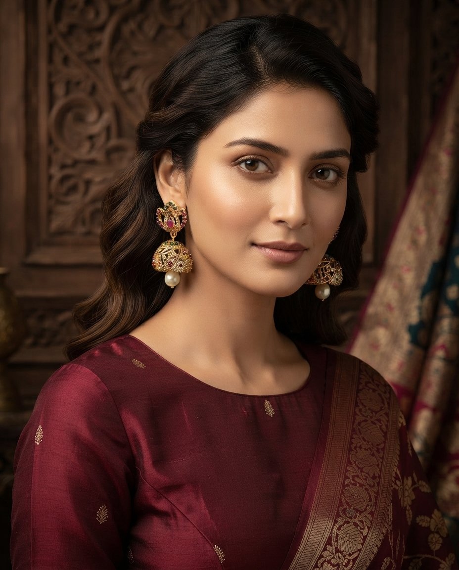 Ruby Emerald With Pearl jumkha