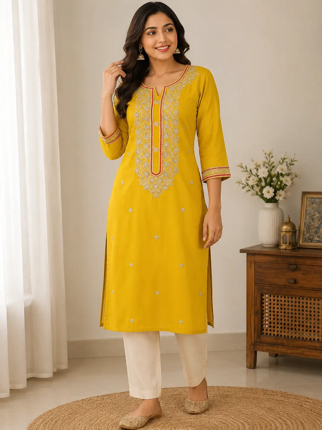 Roman Silk Embroidered Kurti
