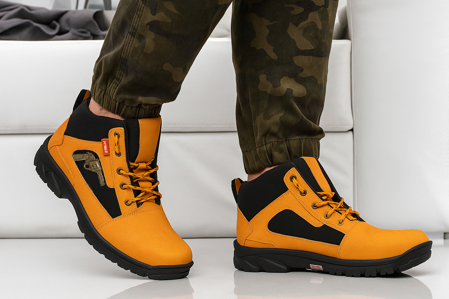 WUGO Men’s Tan Gun Boots | Premium Faux Leather Ankle Boots | Stylish Lace-Up Casual Boots for Men & Boys