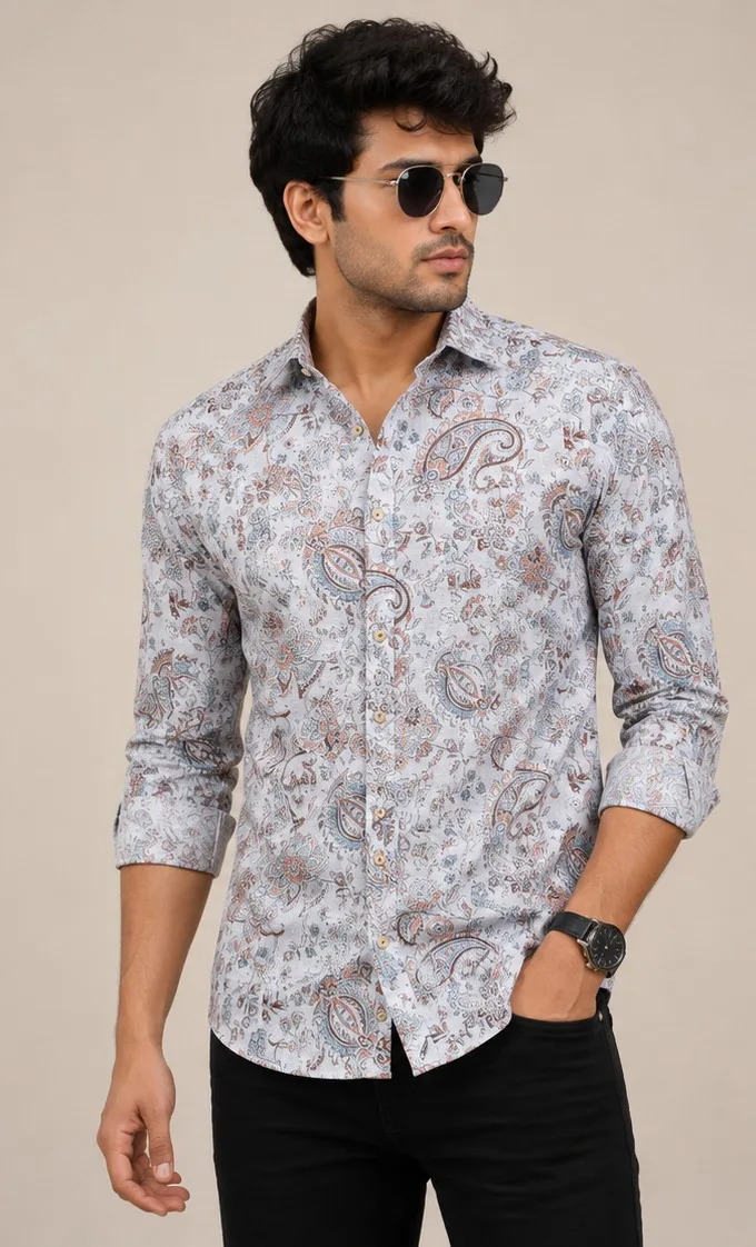 Men's Premium Paisley Print Full Sleeve Casual Shirt