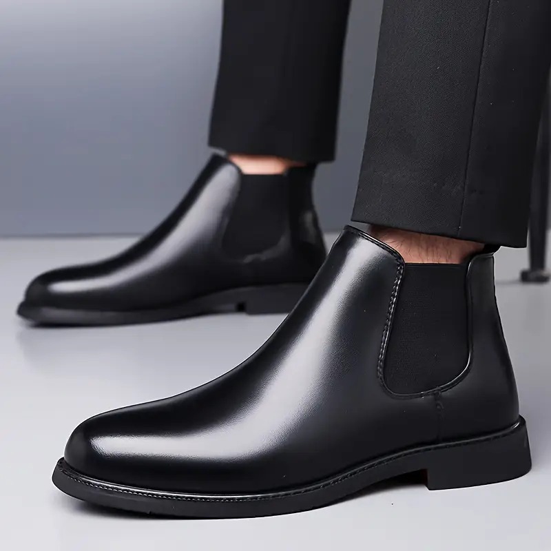 WUGO Latest Stylish Men's Black Chelsea Boots | Faux Leather Slip-On Ankle Boots | Comfortable Casual & Formal Footwear for Men & Boys