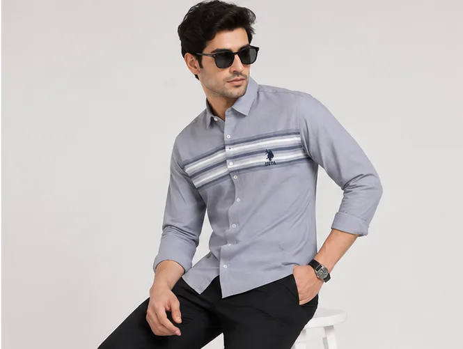 Men's Regular Fit Striped Casual Shirt