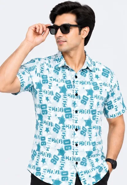 Men's Graphic Printed Half Sleeve Casual Shirt