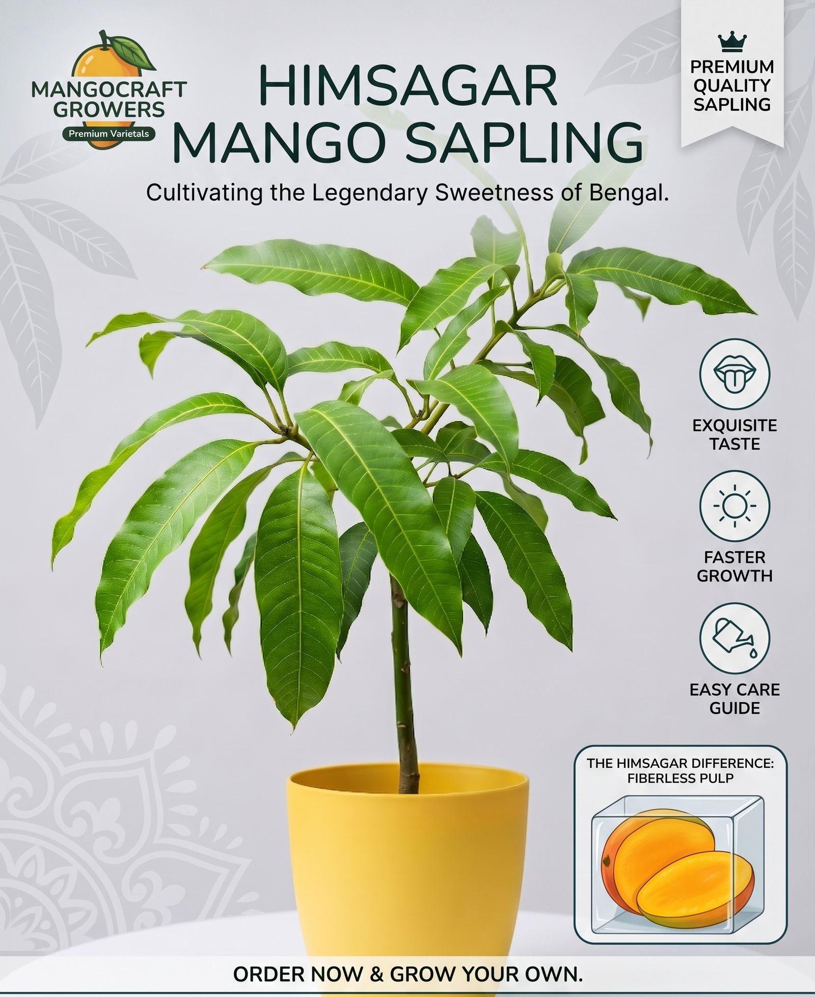 Himsagar Mango – Ultra Sweet, Fiberless Premium Mango from West Bengal (Seasonal Fruit)
