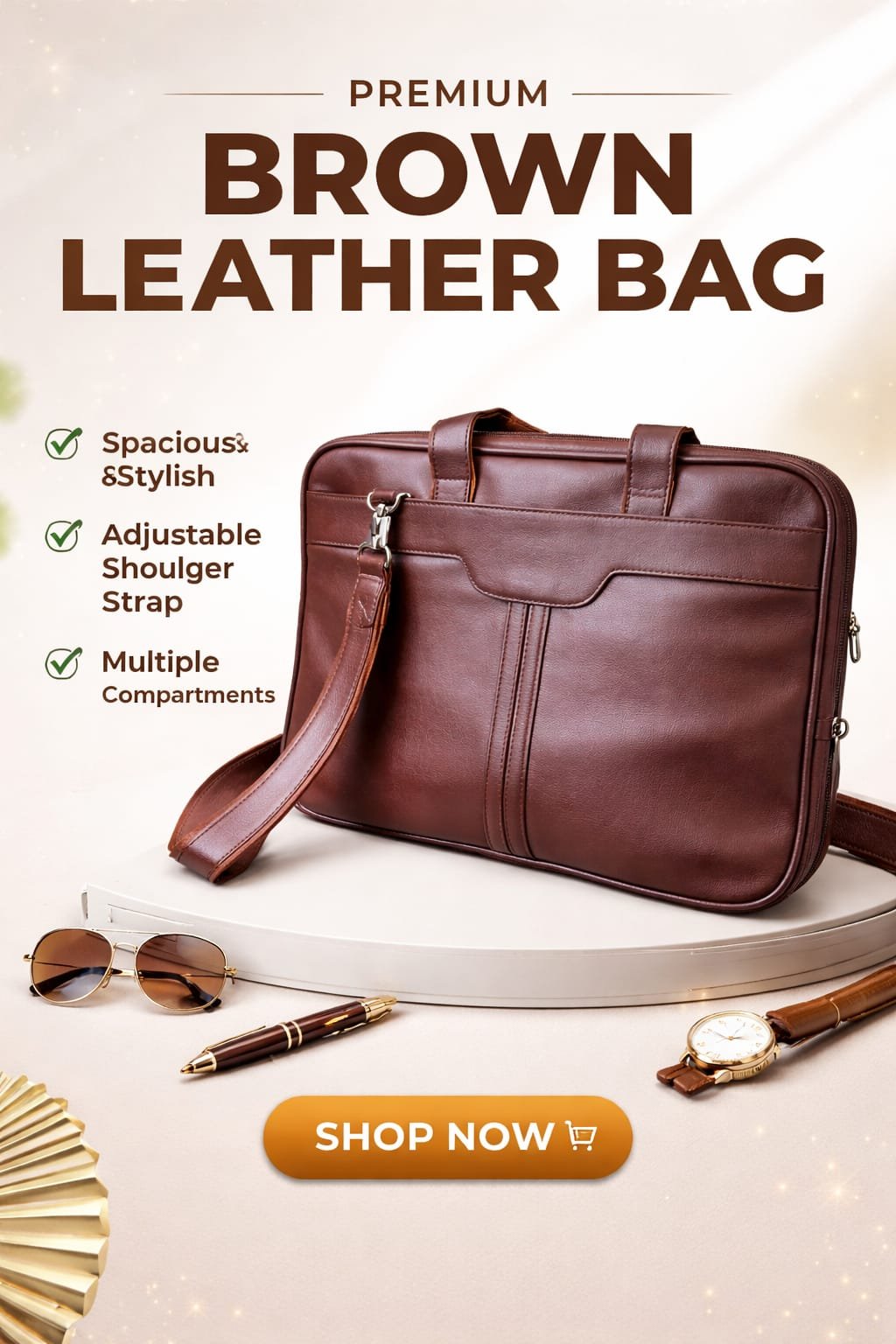 Premium Leather Laptop Messenger Bag