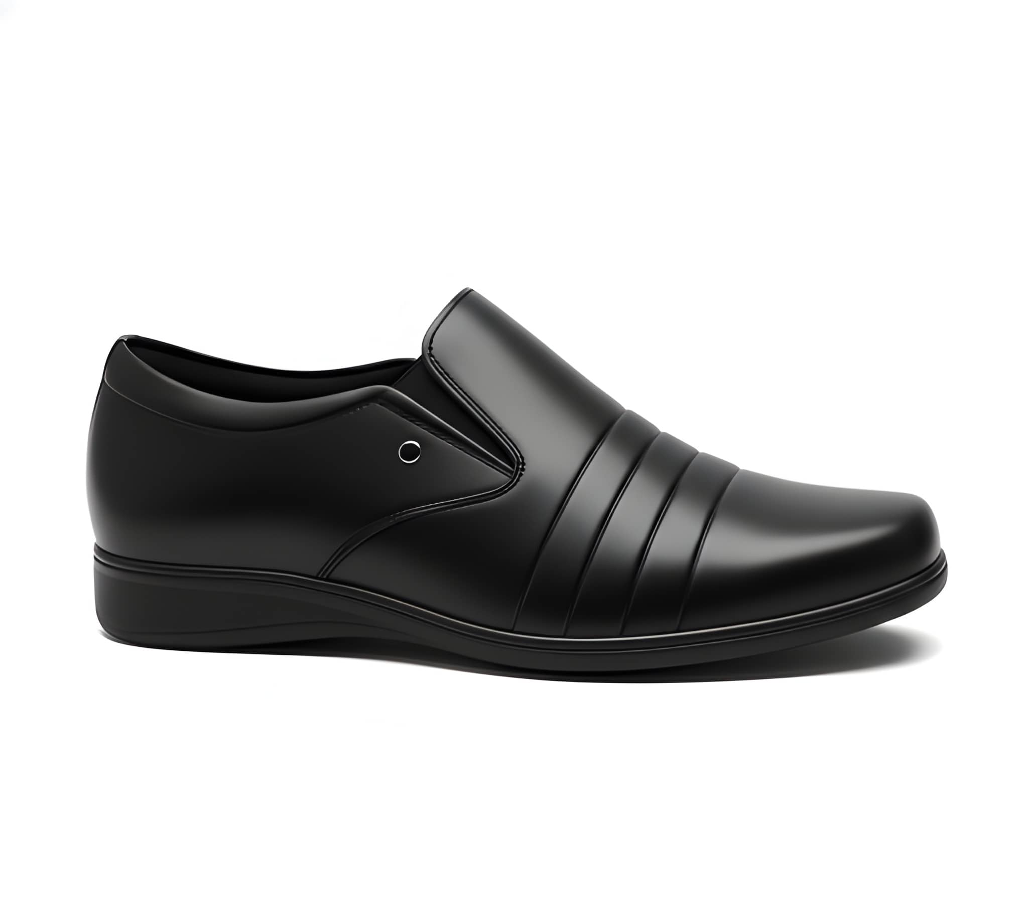 WUGO Men's Elite Black Formal Shoes | Premium Synthetic Leather Slip-On Office & Business Shoes | Stylish Semi Formal Footwear