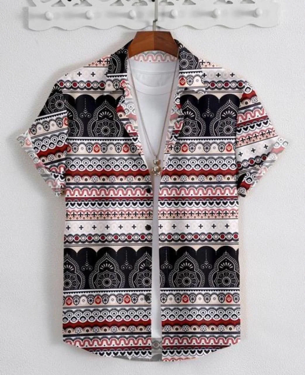 Men’s Ethnic Geometric Printed Casual Shirt