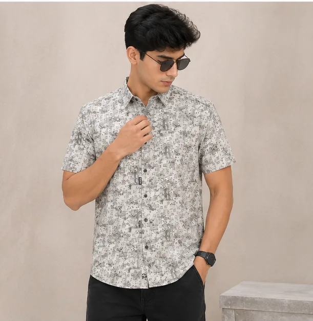 BLOHSH Men's Printed Casual Shirt