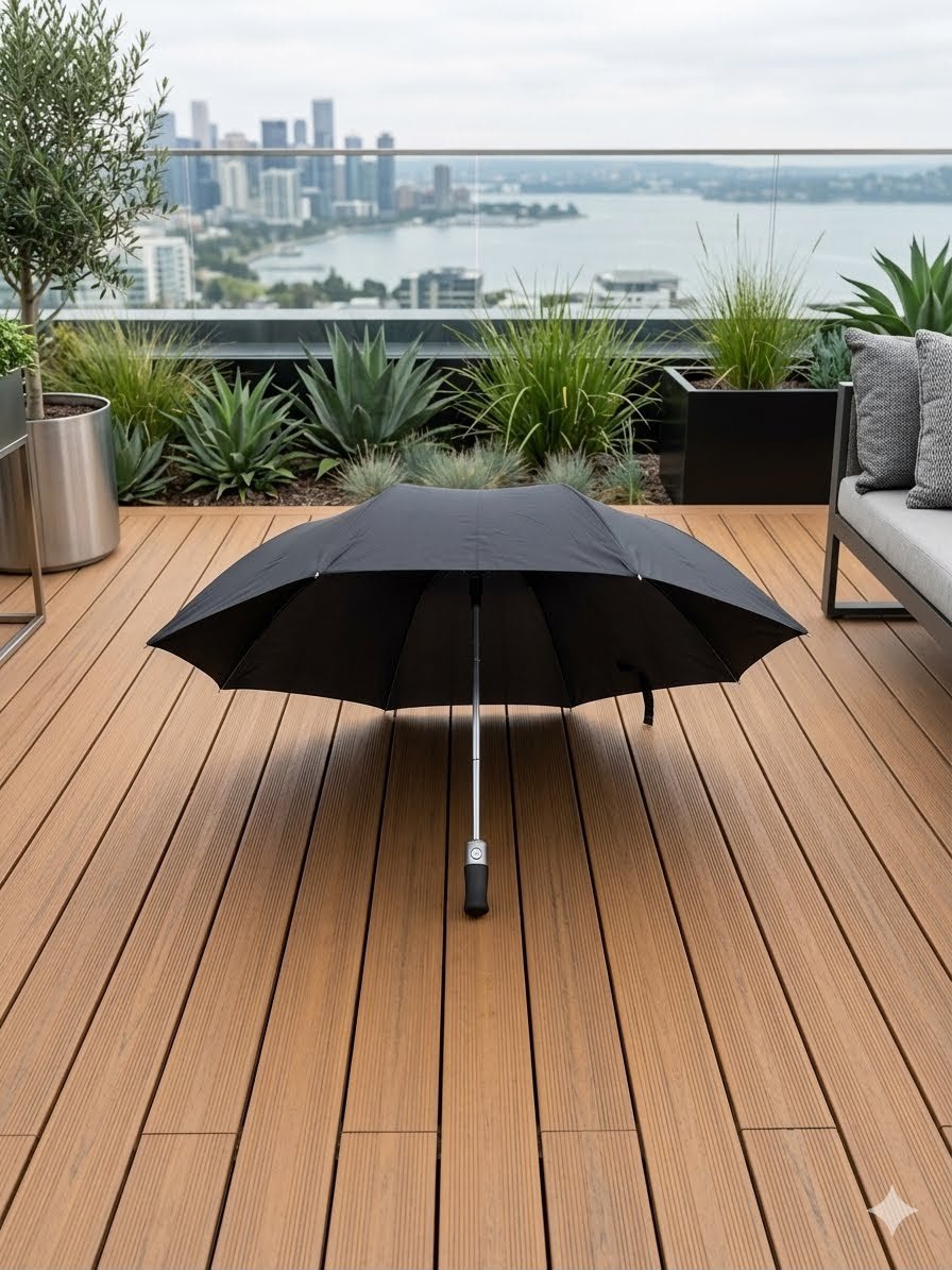 Classic Black Foldable Umbrella - Waterproof Windproof Travel Umbrella for Men & Women with Ergonomic Handle
