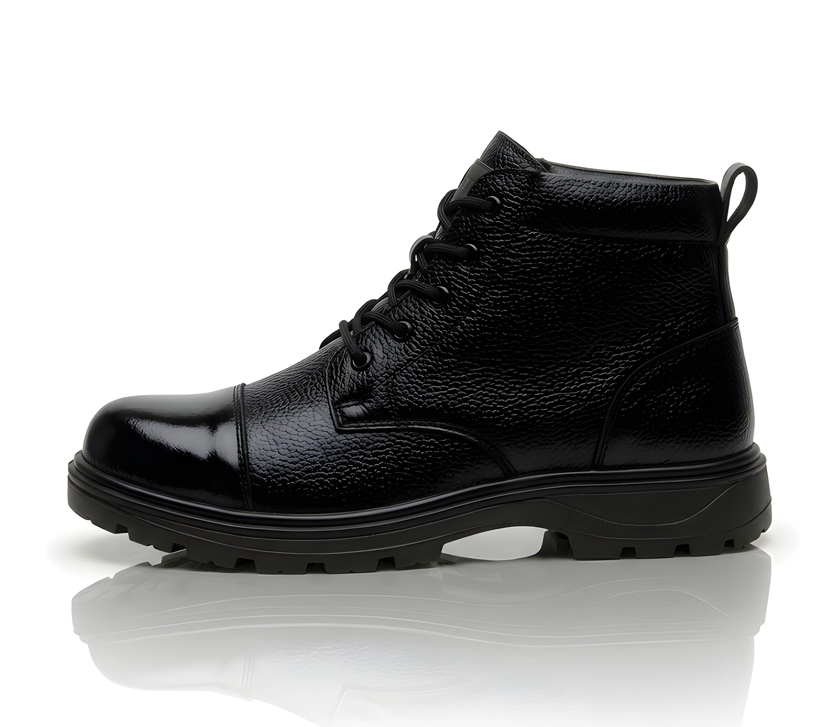 WUGO Men's Elite Genuine Leather Police Boots | Heavy Duty Tactical Safety Work Boots | Anti-Slip Industrial & Security Shoes for Men