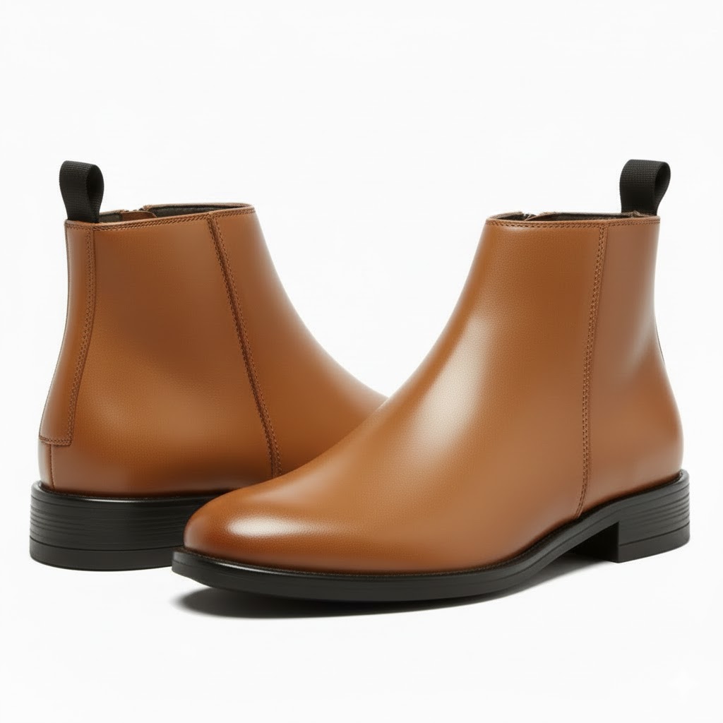 WUGO Latest Trendy Men’s Tan Chelsea Boots | Premium Faux Leather Ankle Boots | Comfortable Slip-On Footwear for Men & Boys