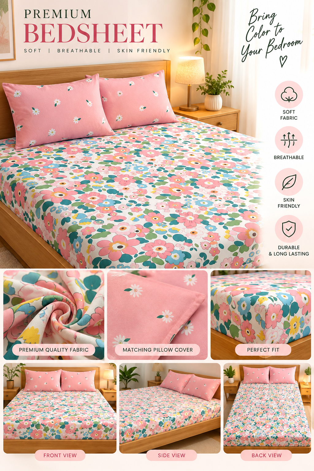Homdazal galce cotton fitted bedsheets with 2 pillow covers