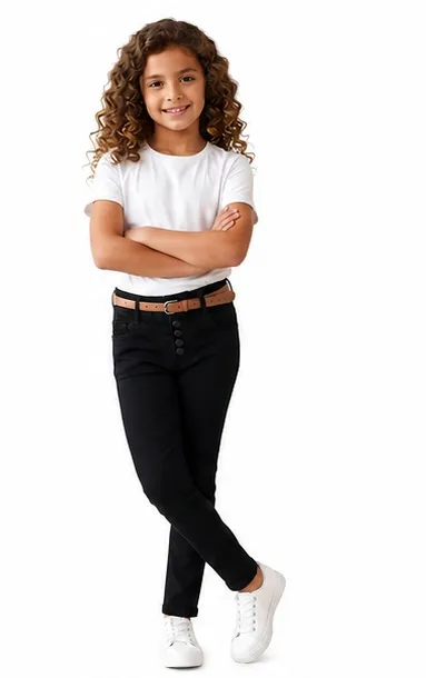Girl's Black Skinny Fit Denim Jeans