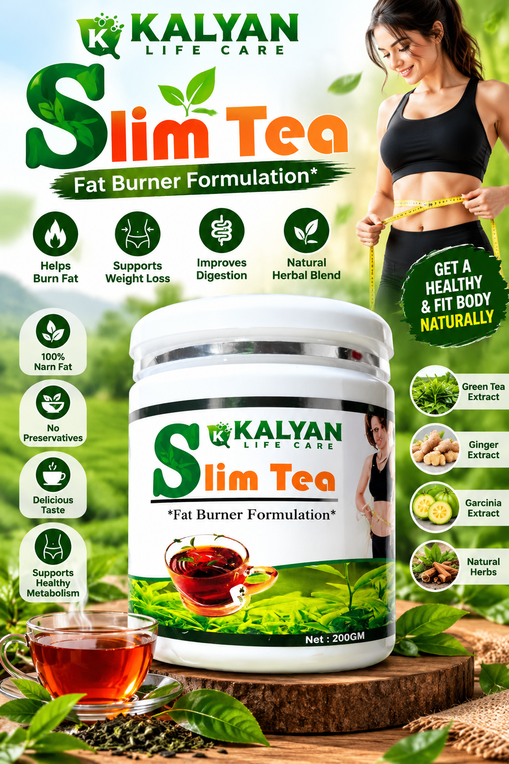 Kalyan Life Care Slim Tea – Herbal Tea Blend (200 GM)