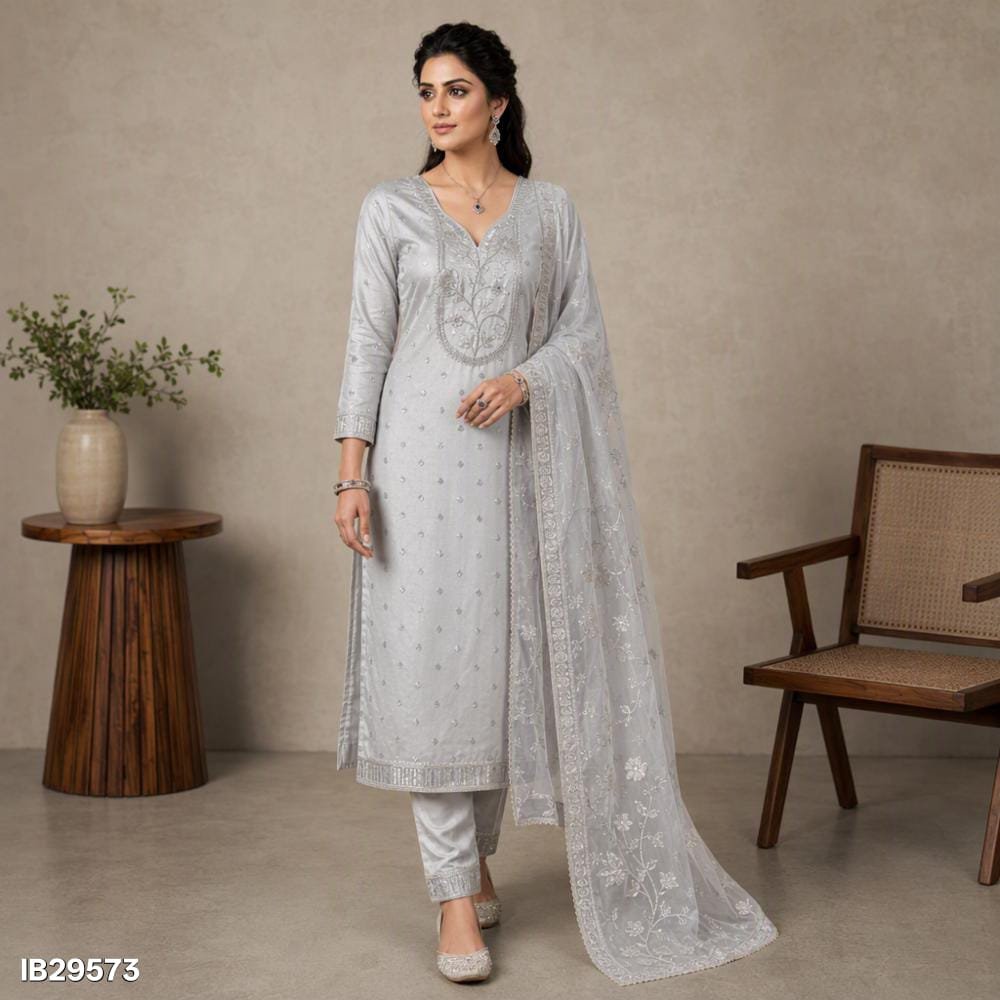Banarasi Silk Handwork Unstitched Dress Material
