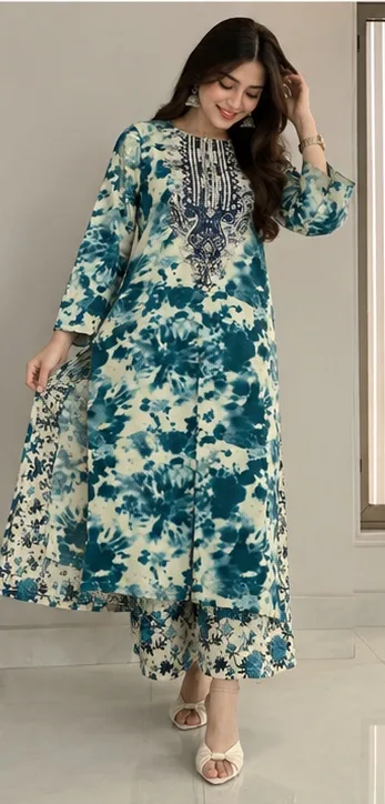Flared Anarkali-Inspired Printed Kurta with pant set