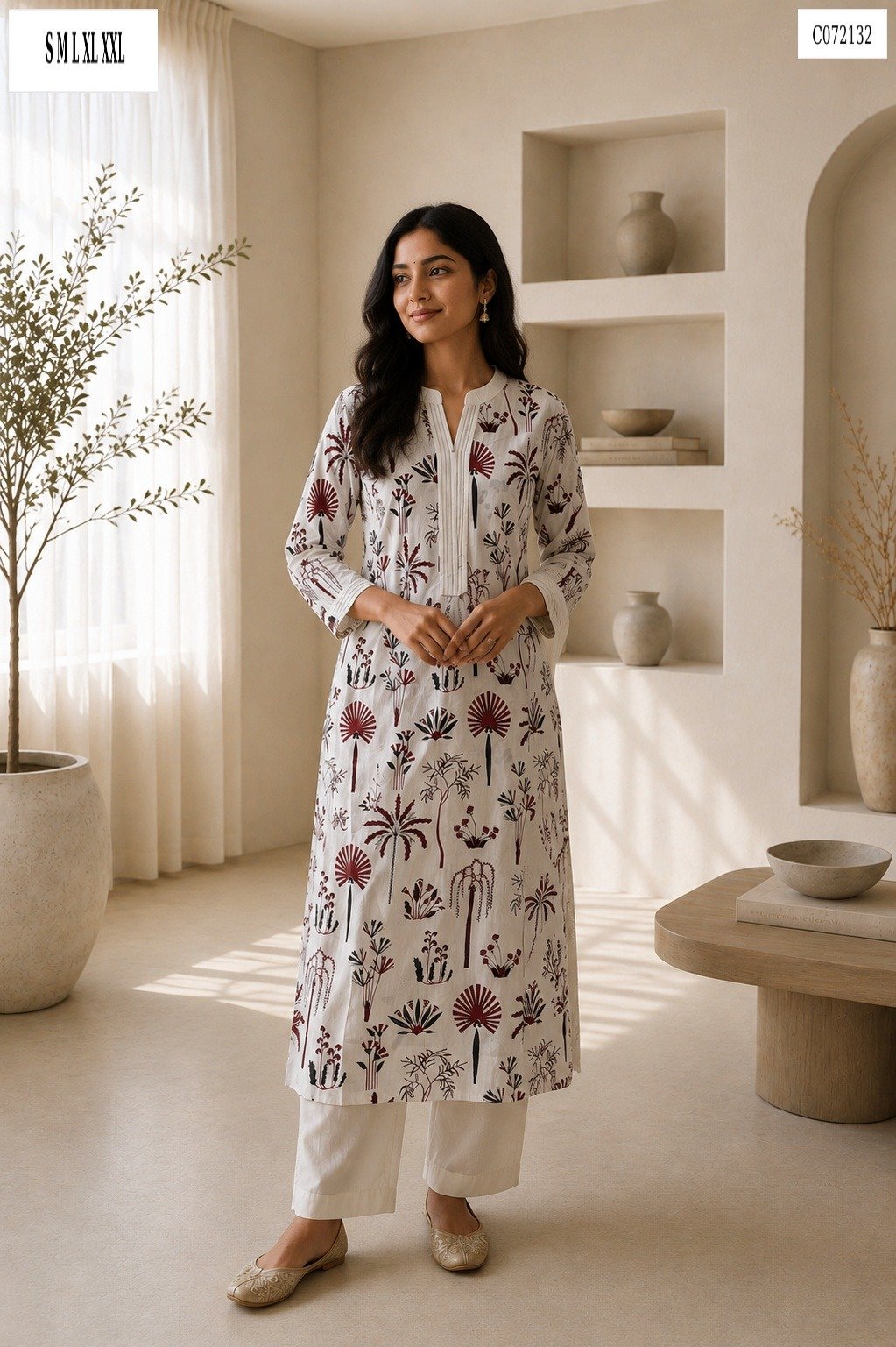 Cotton Flex Printed A-line Kurta and Palazzo/Pant Set