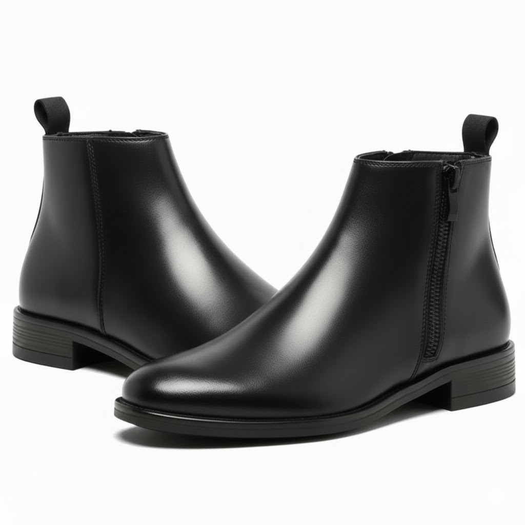 WUGO Latest Stylish Men’s Black Chelsea Boots | Premium Faux Leather Slip-On Ankle Boots | Comfortable Casual & Formal Footwear for Men & Boys
