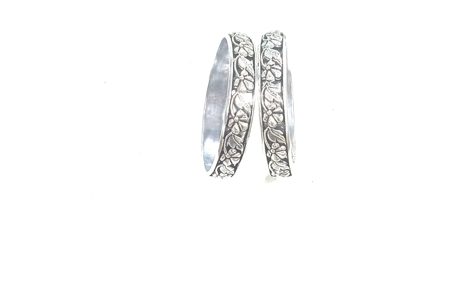 Traditional Oxidised Floral Silver Bangles 1 pair (2 pcs)
