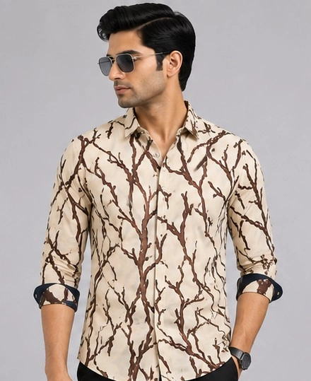 Men's Slim Fit Abstract Printed Casual Shirt