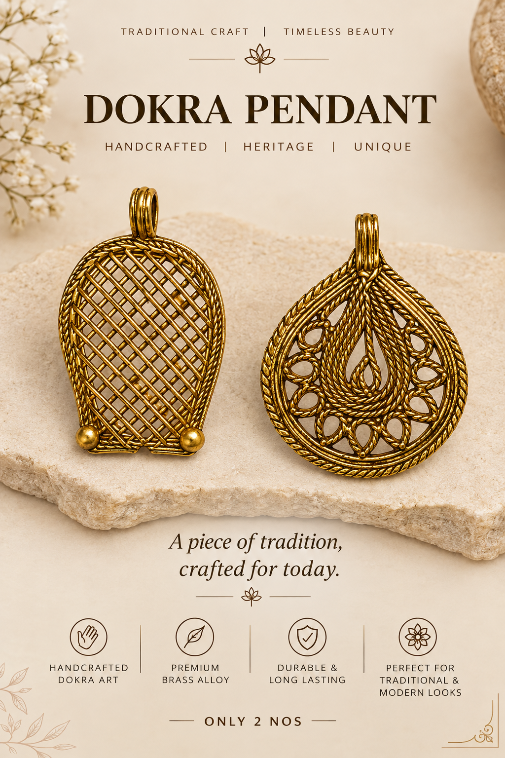 Handcrafted Dokra Pendant Set