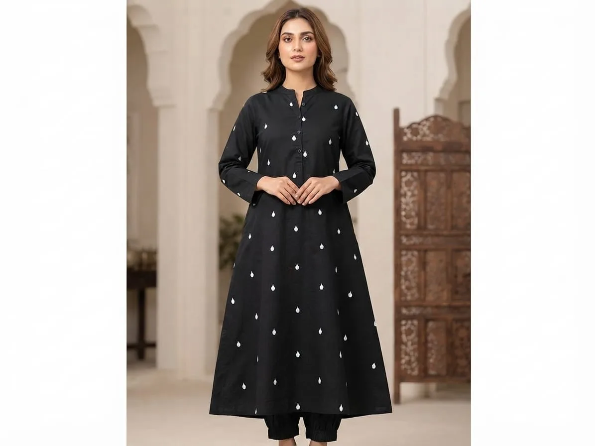 Women's Premium Pure Cotton Embroidered Kurti Pant Set