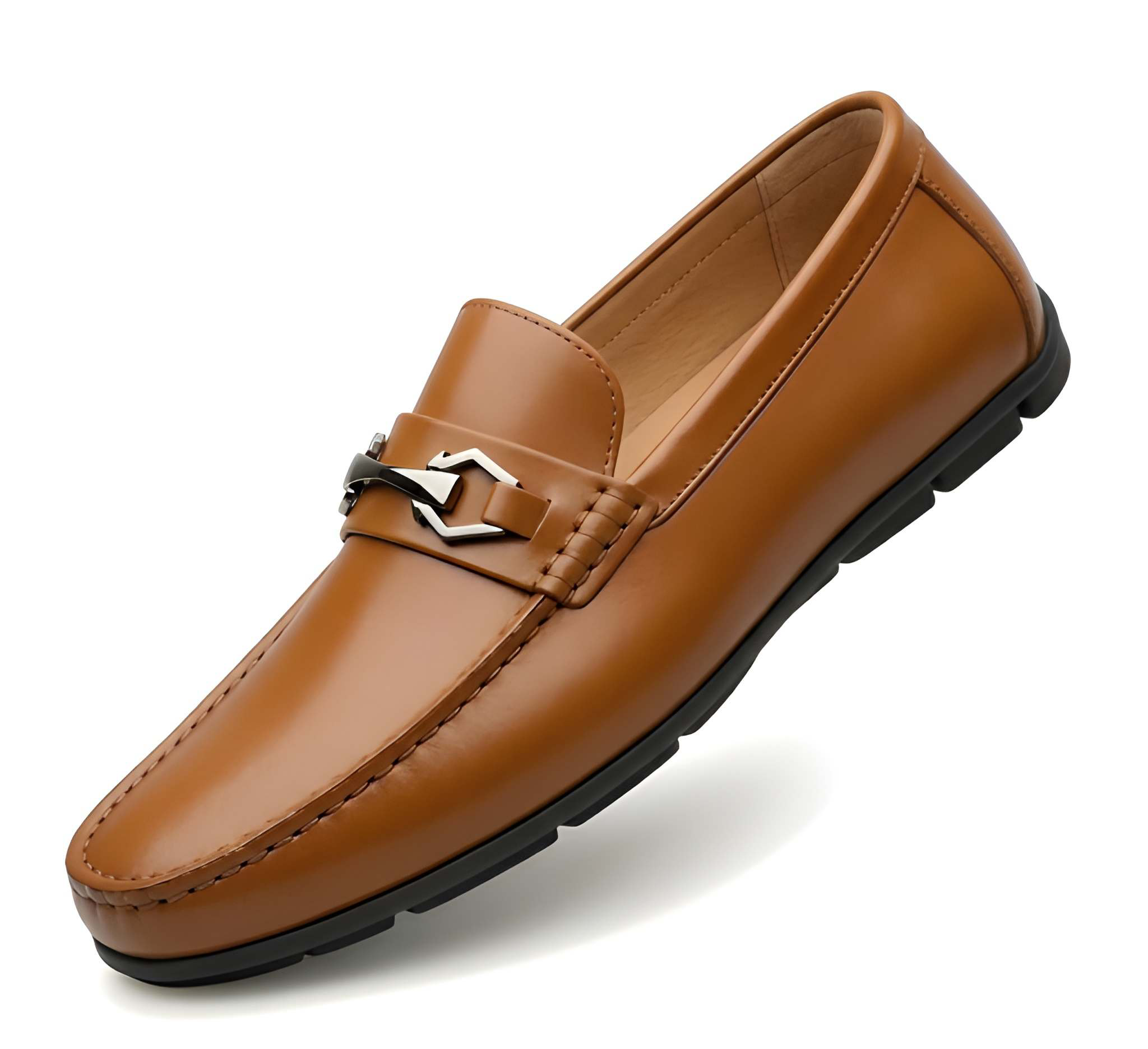 WUGO Men's Fashionable Tan Loafers | Premium Synthetic Leather Slip-On Shoes | Comfortable Casual & Driving Loafers